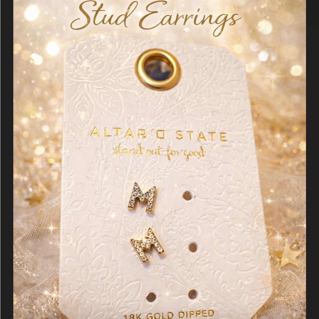 Altard State Gold M Initial Earrings 25$
